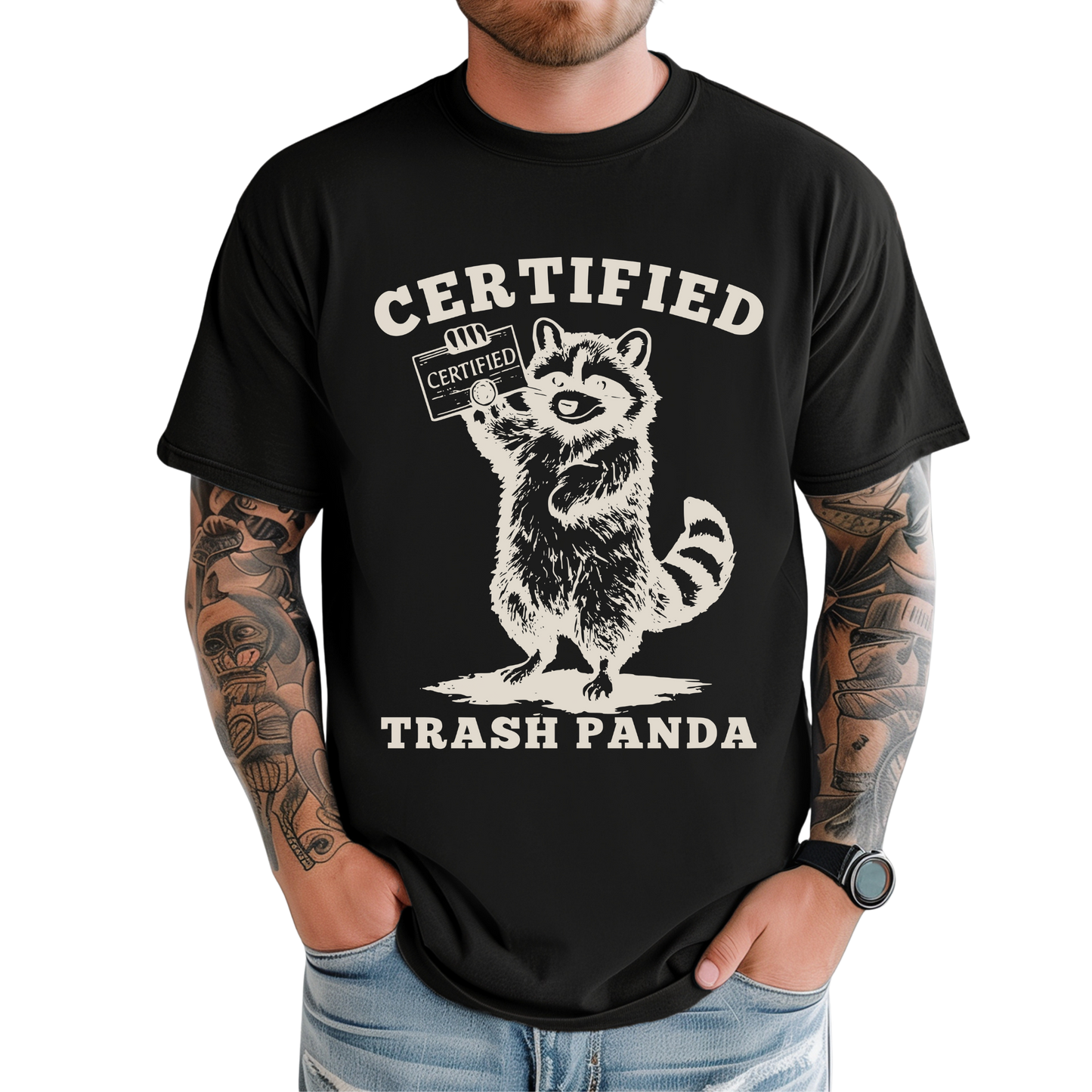 Certified Trash Panda Shirt | Funny Raccoon Graphic Tee | Vintage Animal Lover Gift