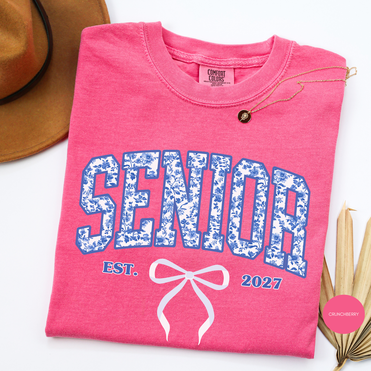 Senior Blue Toile Est. 2027 Shirt | Coquette Class of 2027 Varsity Graphic Tee