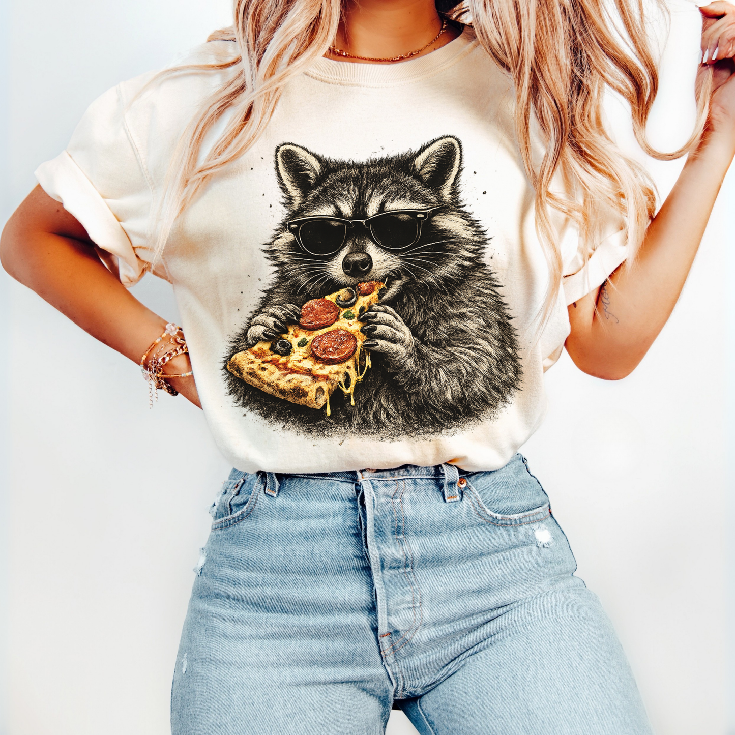 Vintage Raccoon Pizza Shirt | Funny Pizza Lover Comfort Colors® Tee