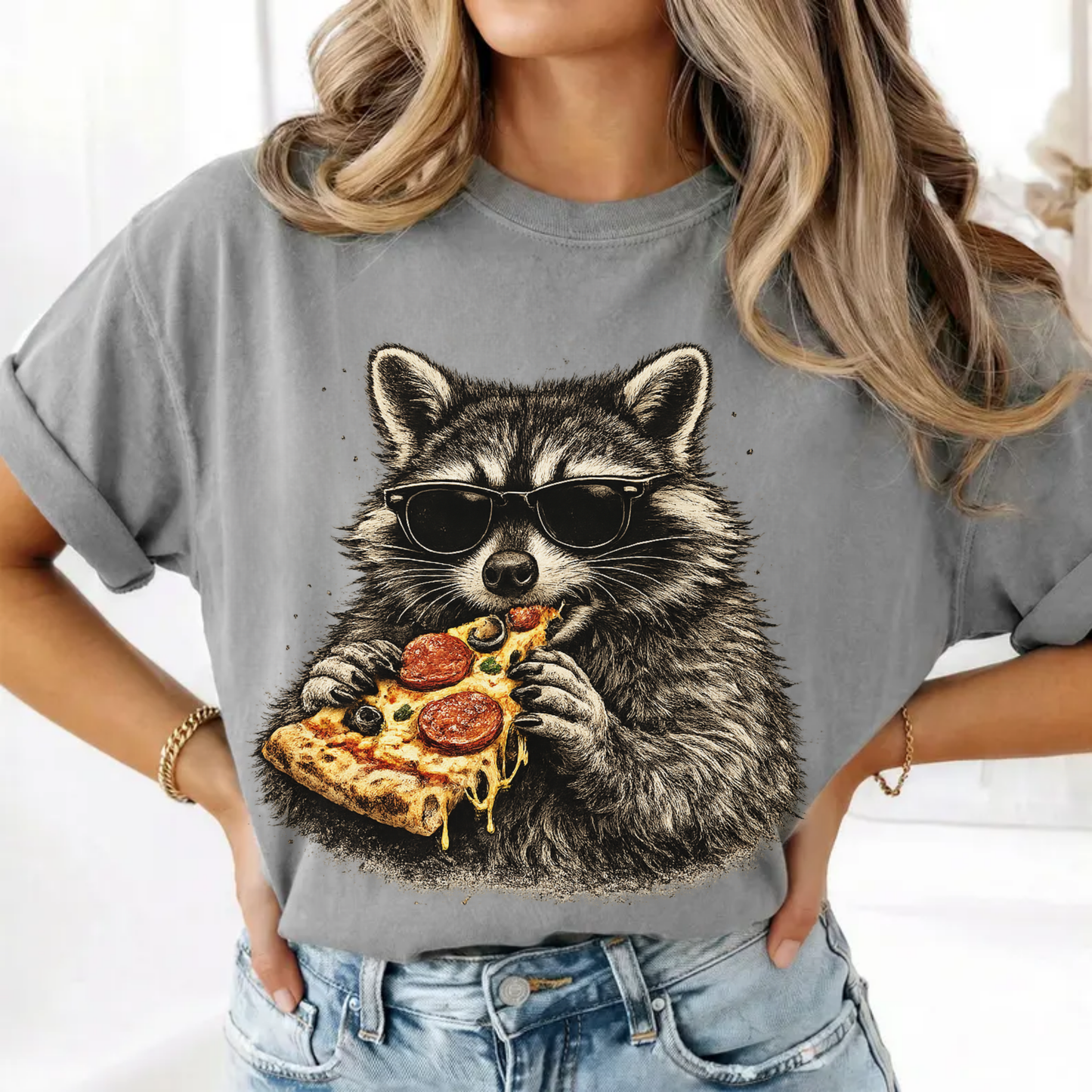Vintage Raccoon Pizza Shirt | Funny Pizza Lover Comfort Colors® Tee