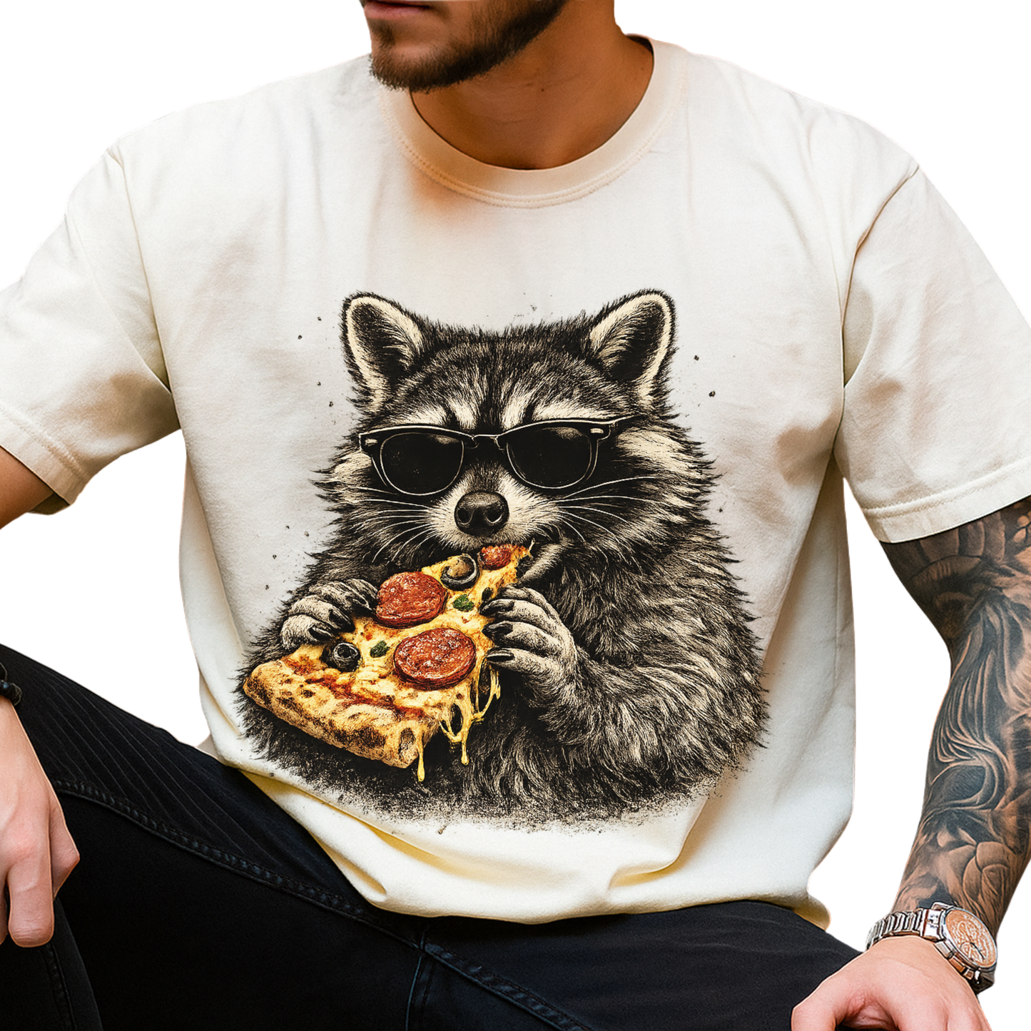 Vintage Raccoon Pizza Shirt | Funny Pizza Lover Comfort Colors® Tee