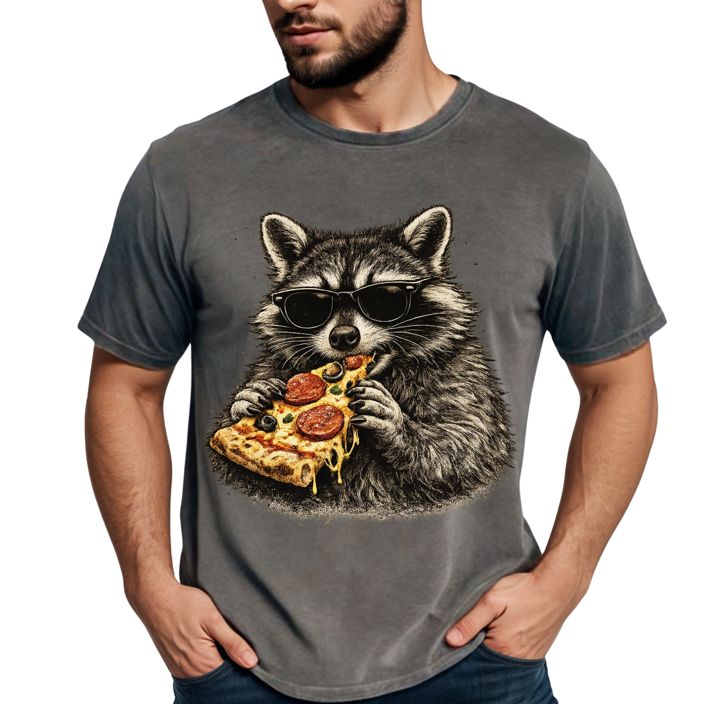 Vintage Raccoon Pizza Shirt | Funny Pizza Lover Comfort Colors® Tee