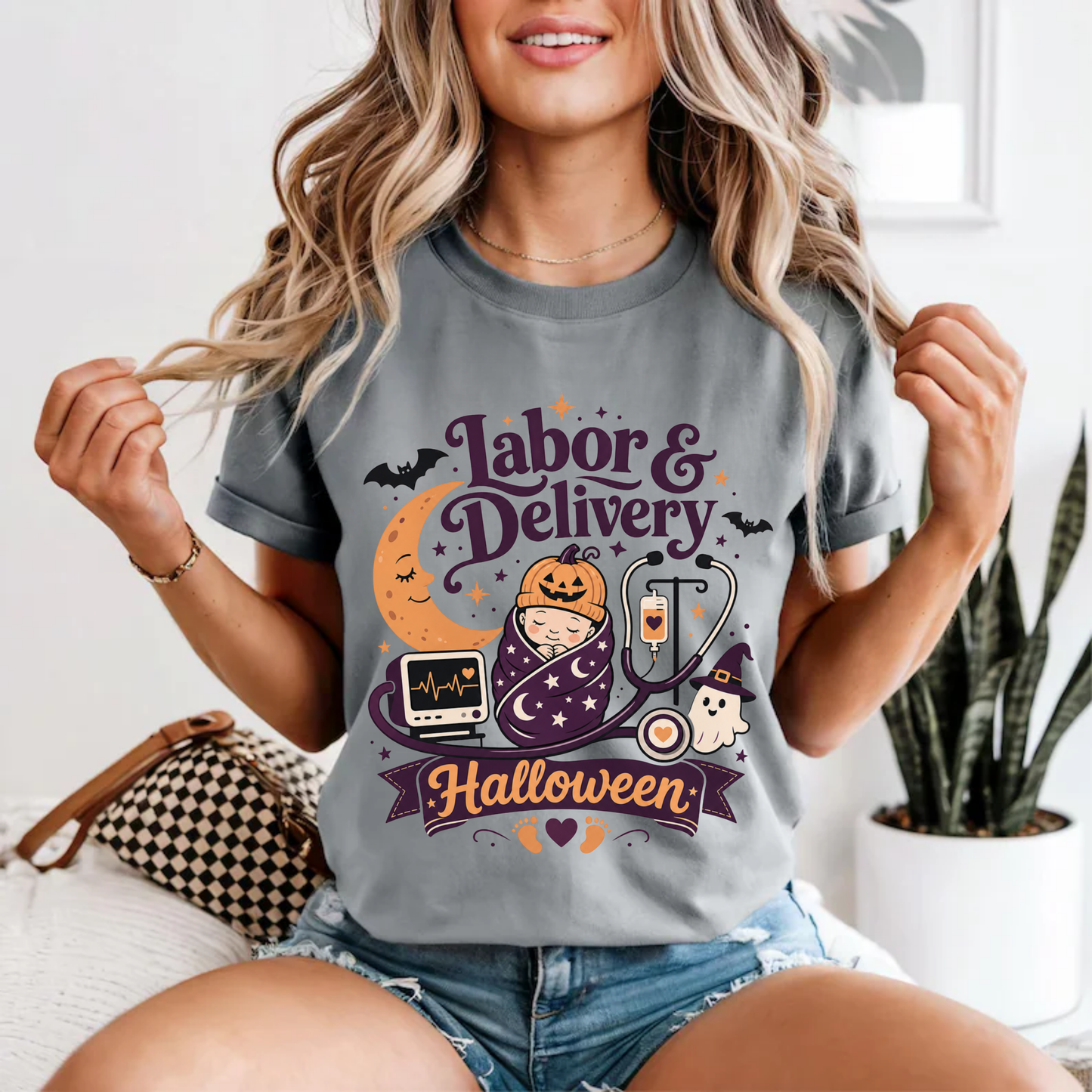 Labor & Delivery Halloween Nurse Shirt | Cute Ghost Baby Tee