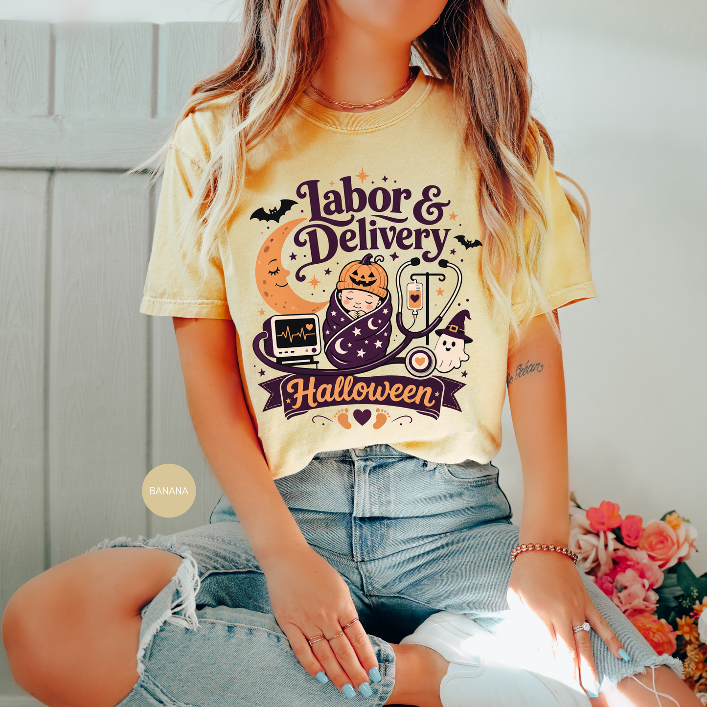 Labor & Delivery Halloween Nurse Shirt | Cute Ghost Baby Tee