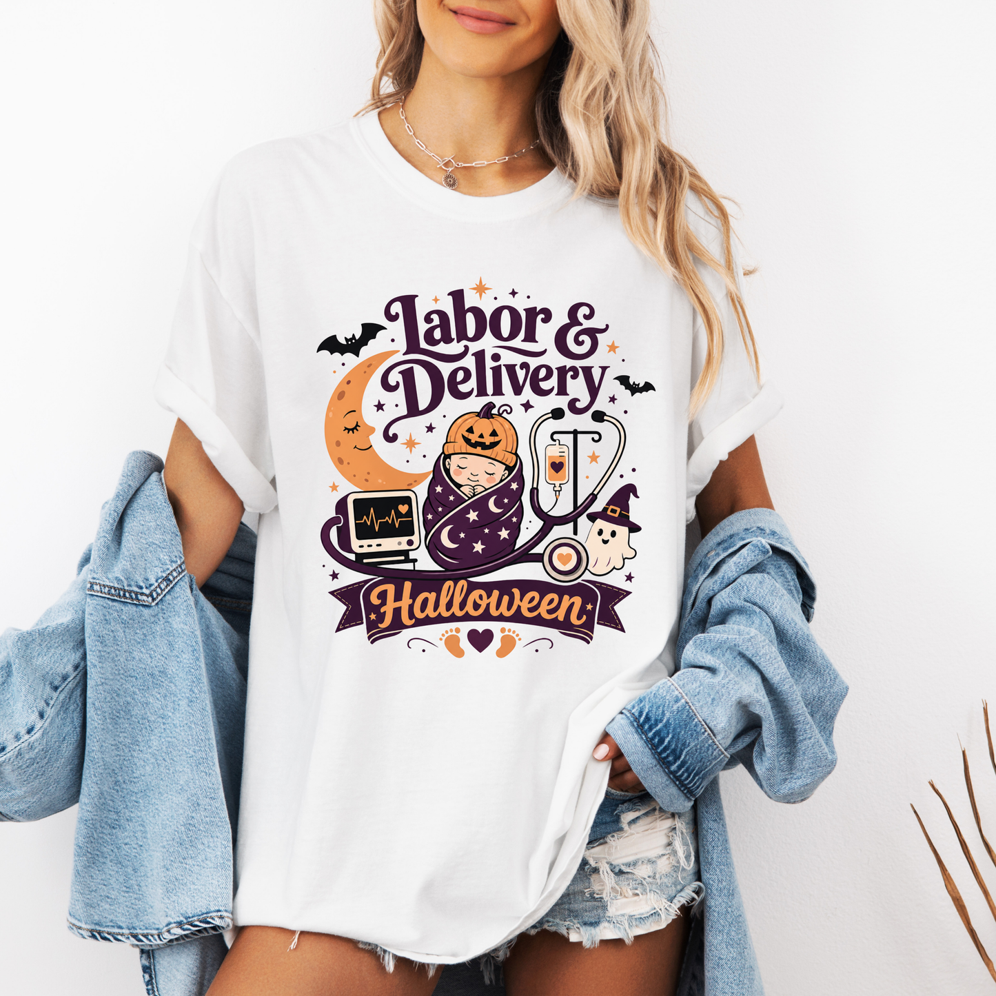 Labor & Delivery Halloween Nurse Shirt | Cute Ghost Baby Tee