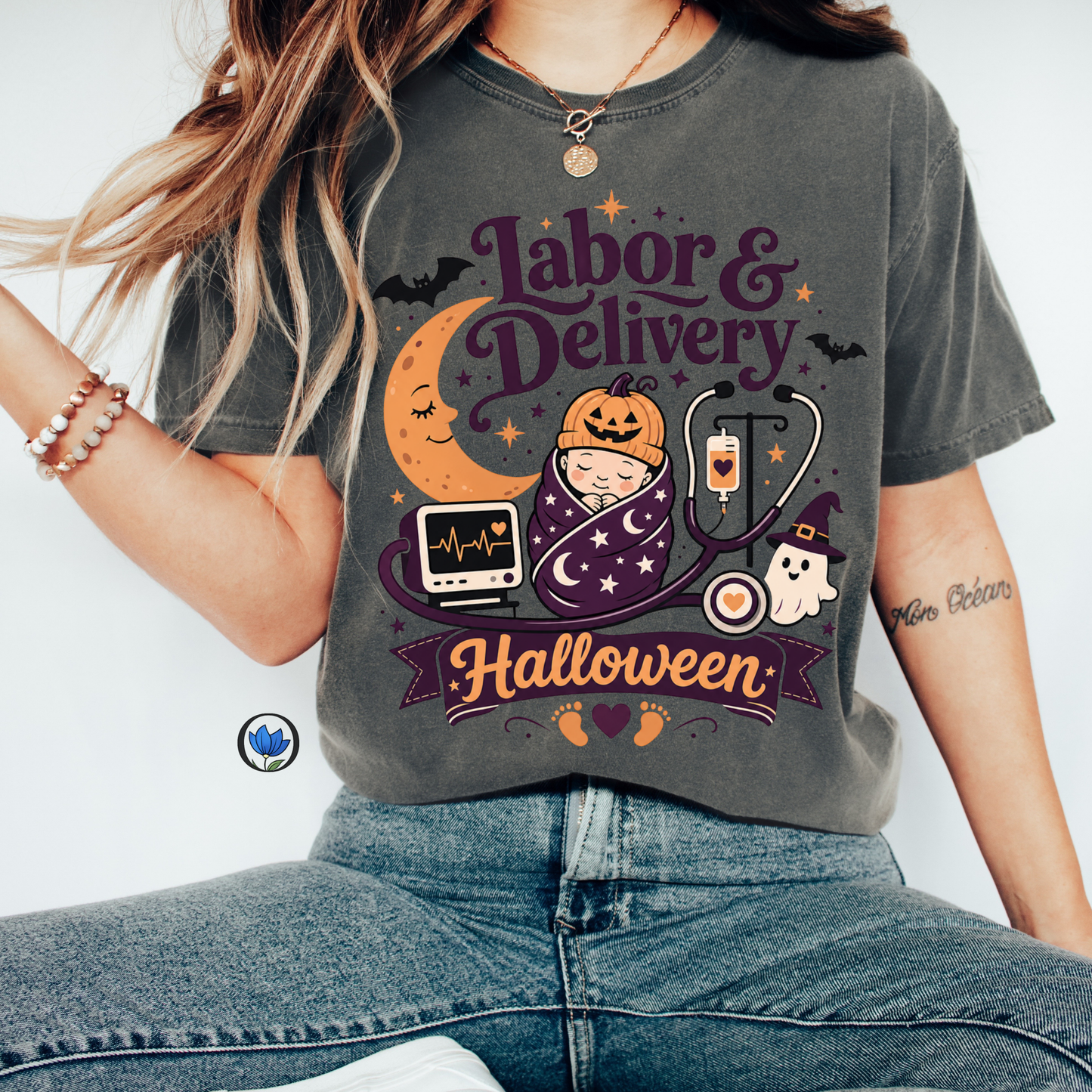 Labor & Delivery Halloween Nurse Shirt | Cute Ghost Baby Tee