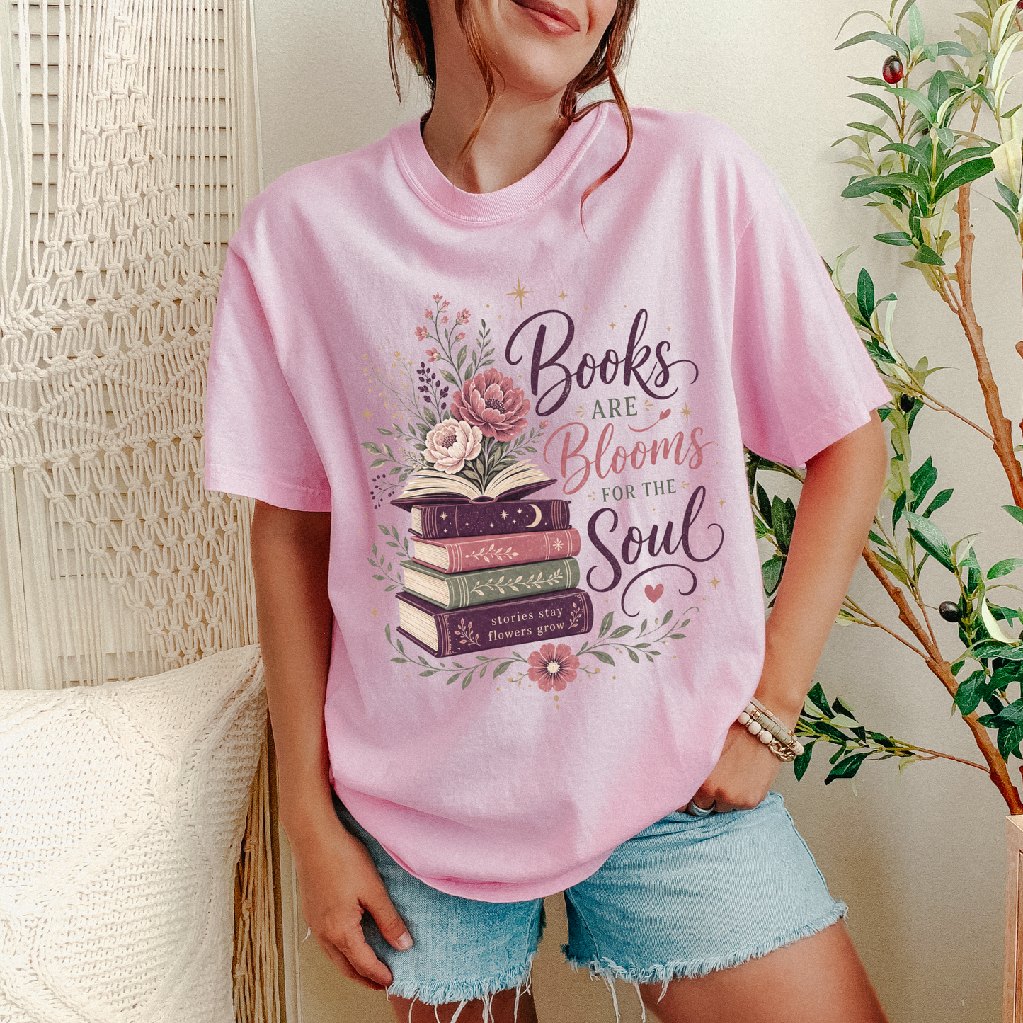 Books Are Blooms for the Soul Shirt | Floral Book Lover T-Shirt