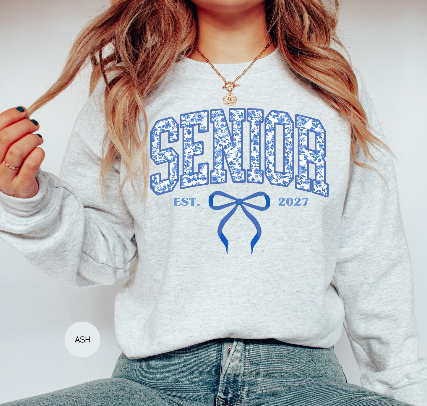 Senior 2027 Floral Bow Sweatshirt | Coquette Graduation Sweatshirt | Class of 2027 Gift