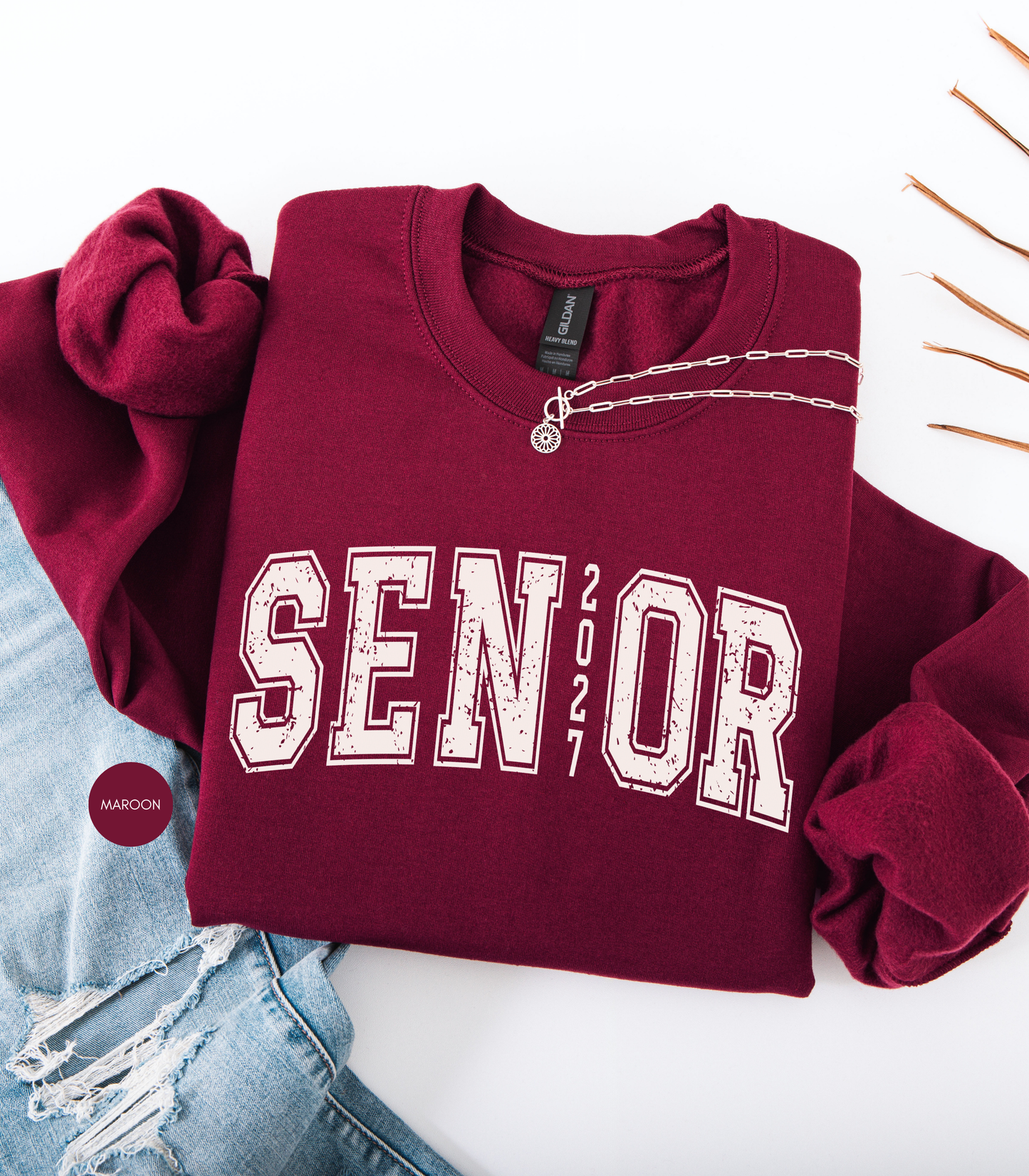 Senior 2027 Vintage Collegiate Sweatshirt | Class of 2027 Crewneck