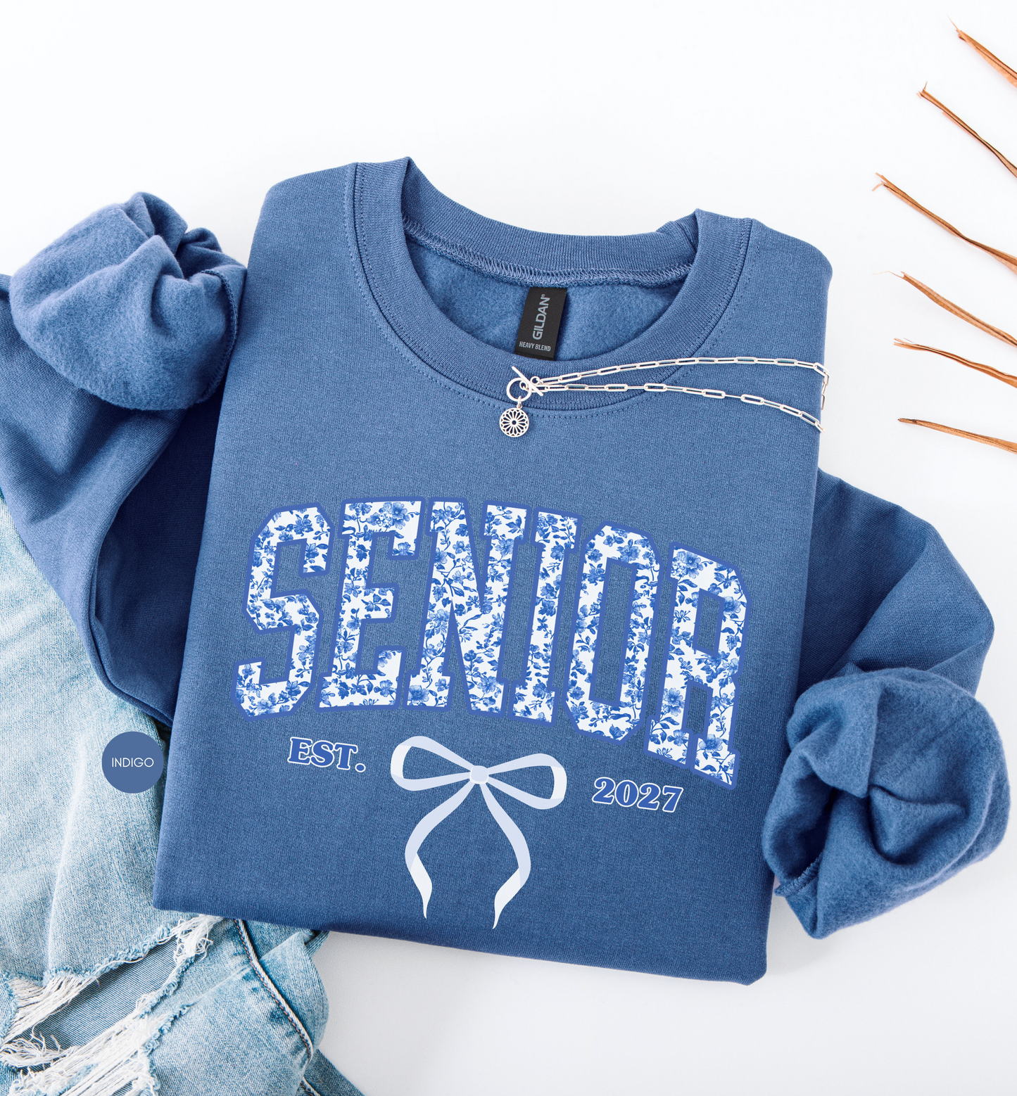 Senior 2027 Floral Bow Sweatshirt | Coquette Graduation Sweatshirt | Class of 2027 Gift