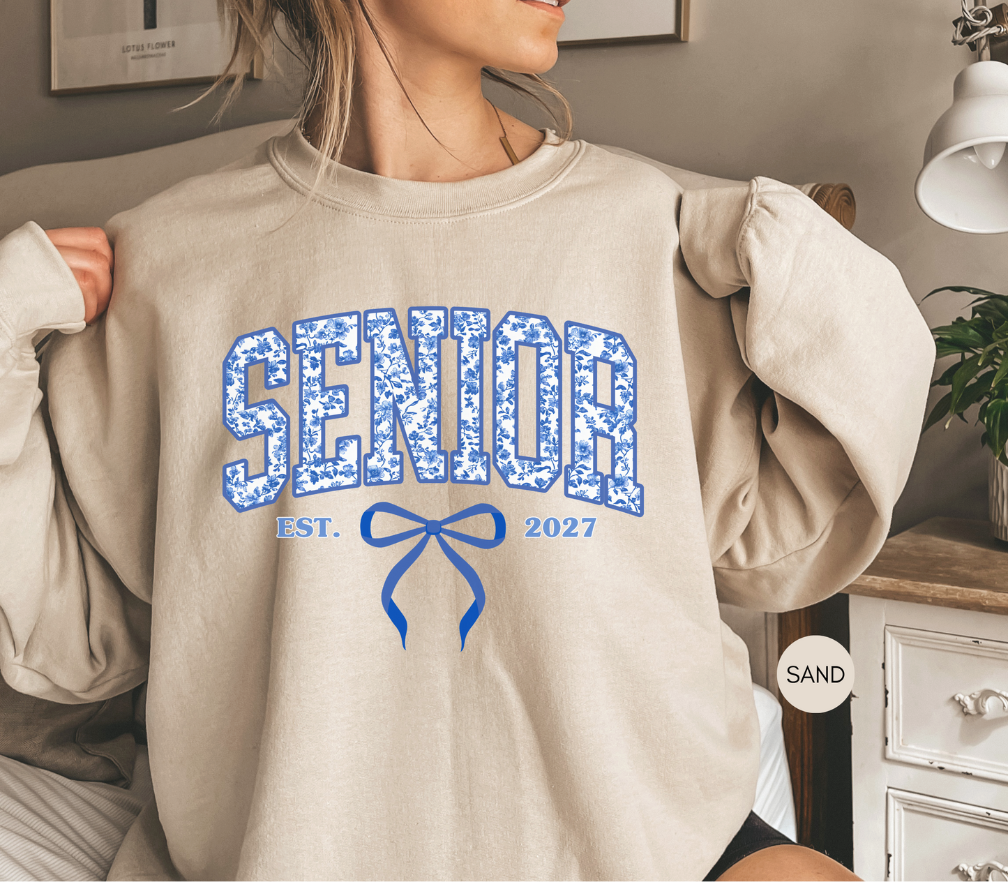 Senior 2027 Floral Bow Sweatshirt | Coquette Graduation Sweatshirt | Class of 2027 Gift