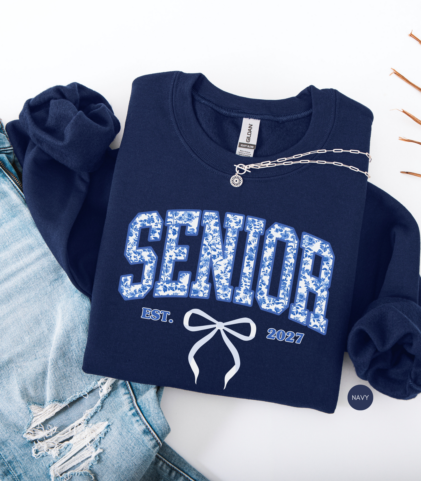 Senior 2027 Floral Bow Sweatshirt | Coquette Graduation Sweatshirt | Class of 2027 Gift