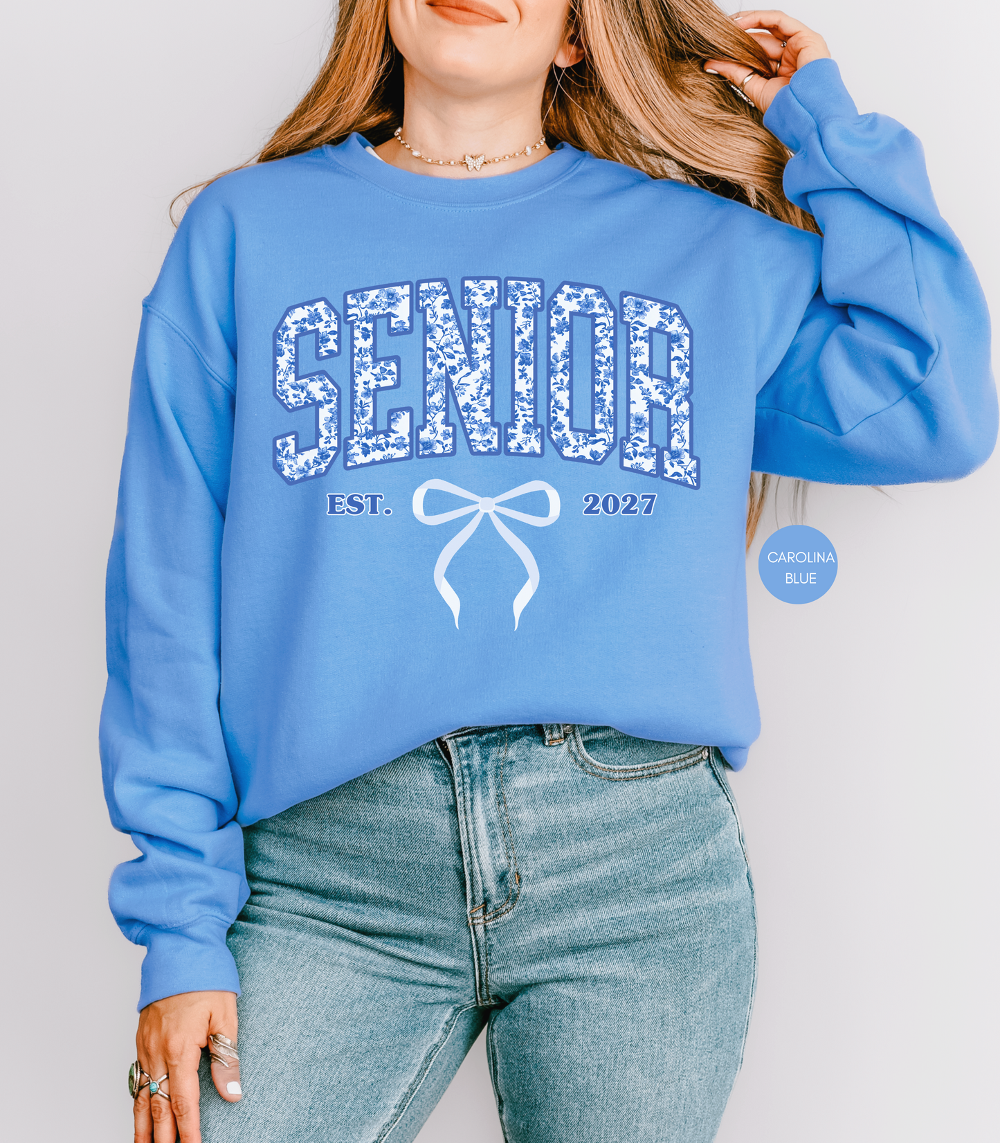Senior 2027 Floral Bow Sweatshirt | Coquette Graduation Sweatshirt | Class of 2027 Gift
