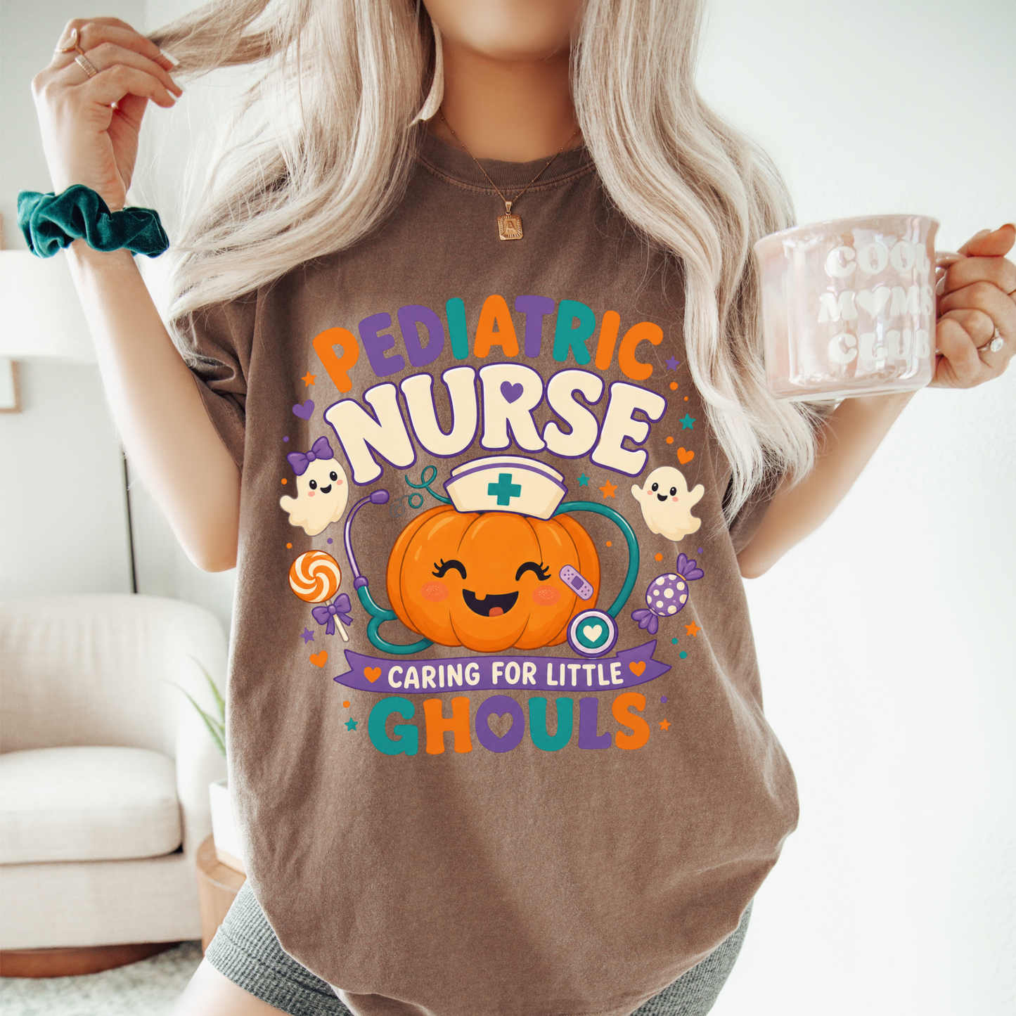 Pediatric Nurse Caring for Little Ghouls Halloween Shirt